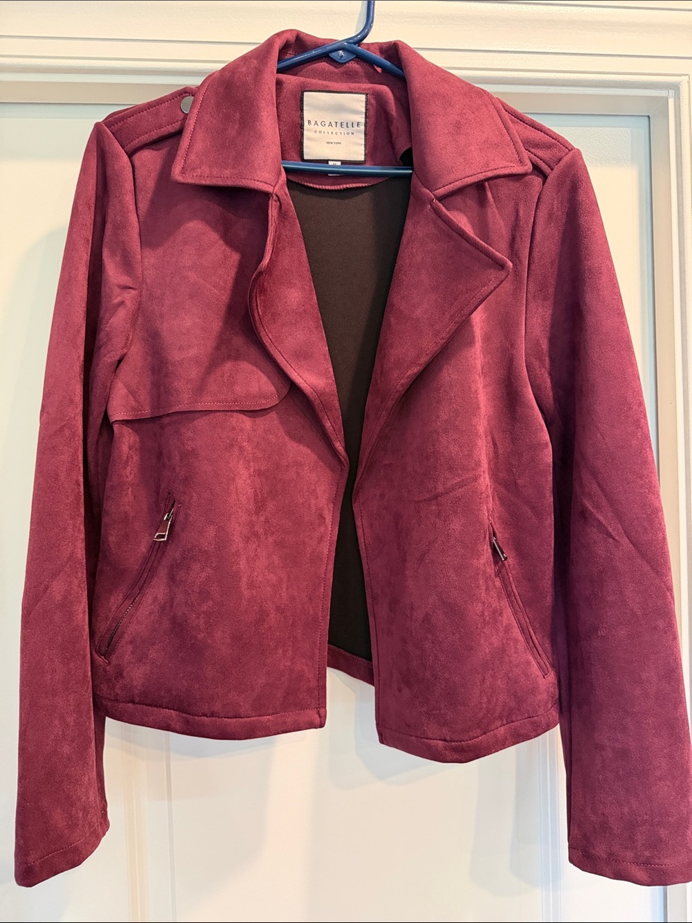 bagatelle Burgundy Suede Moto Jacket